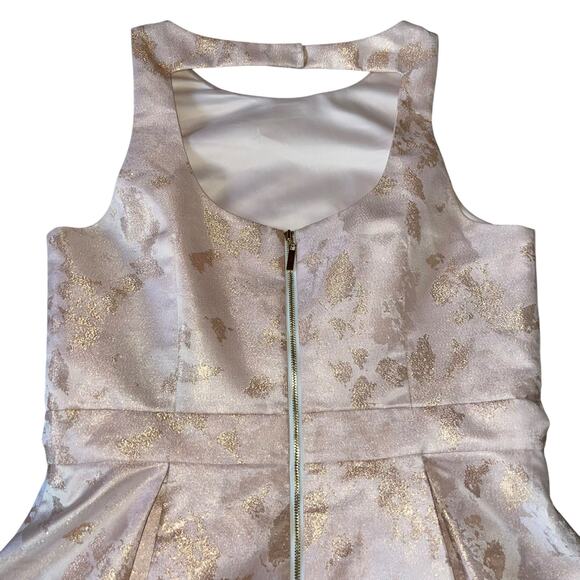 Eliza J Fit & Flare Dress Rose Gold Metallic Embellished Pearls - Picture 8 of 16